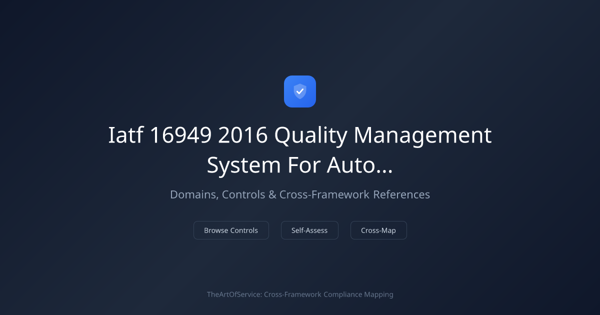 IATF 16949:2016 - Quality Management System for Automotive Production ...